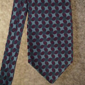 Krizia Uomo Tie Blue Red Circle Pattern Made in Italy Silk Blend Men’s Fashion